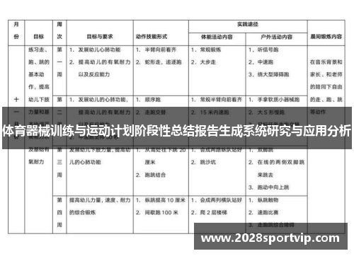 体育器械训练与运动计划阶段性总结报告生成系统研究与应用分析
